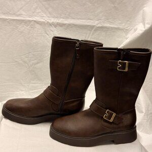Dr. Scholl's VIP Moto Mid Shaft Boots 6M Brown